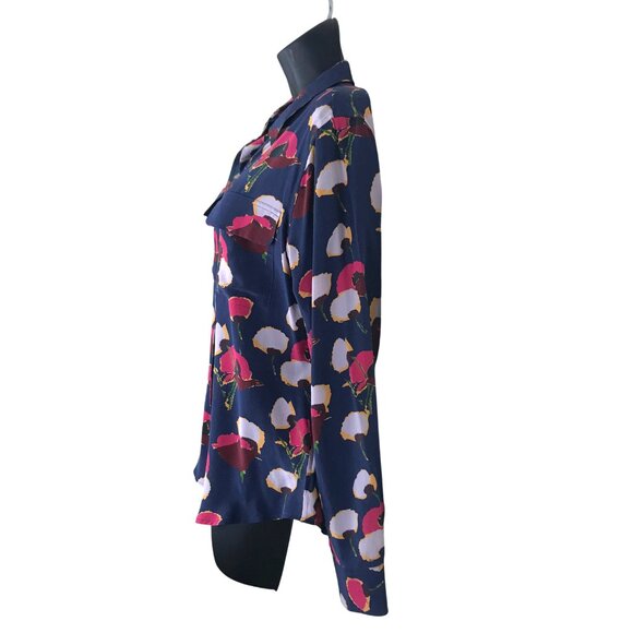 Equipment Femme Signature Floral Print 100% Silk Blouse Size M - Picture 4 of 7